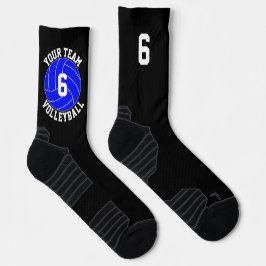 Calcetines Personalizado de voleibol azul nombre de equipo y 