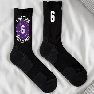 Calcetines Personalizado de voleibol púrpura nombre de equipo