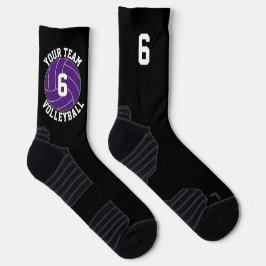 Calcetines Personalizado de voleibol púrpura nombre de equipo