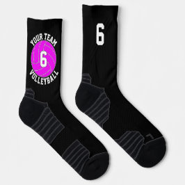 Calcetines Personalizado de voleibol rosa Nombre de equipo y 