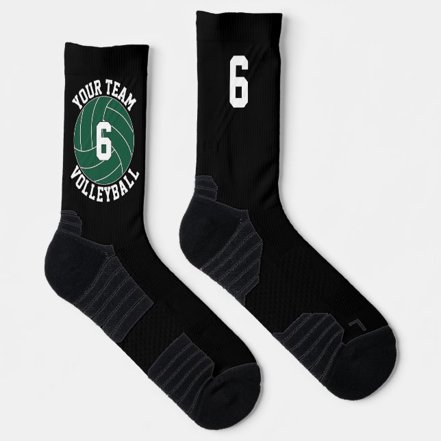Calcetines Personalizado de voleibol verde nombre de equipo y (Derecha)