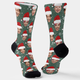 Calcetines Personalizado divertida 3 enfrenta a Navidades San