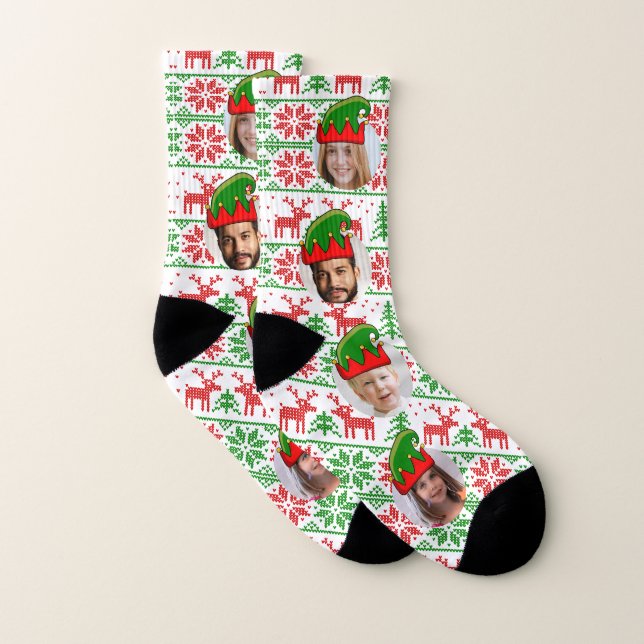Calcetines personalizado divertido Navidades elf foto gorra e (Par)