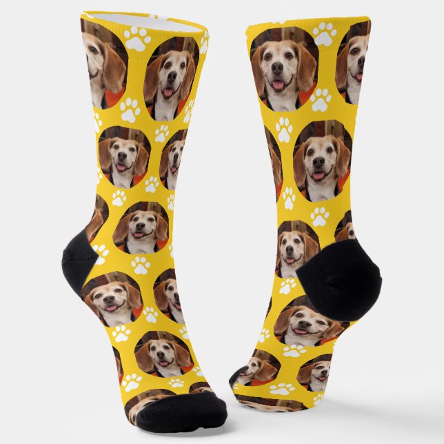 Calcetines Personalizado Esporto Mascota Amarillo Foto Pintur (Angular)