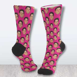 Calcetines Personalizado Face Photo Hot Pink Crew Socks