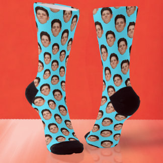 Calcetines Personalizado Face Photo Light Crw Socks Blue
