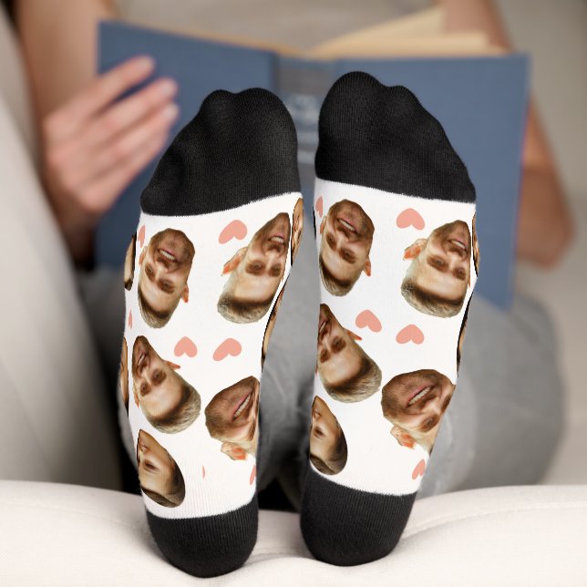 Calcetines Personalizado Face Picture Heart Funny Parple Patt (Abajo)