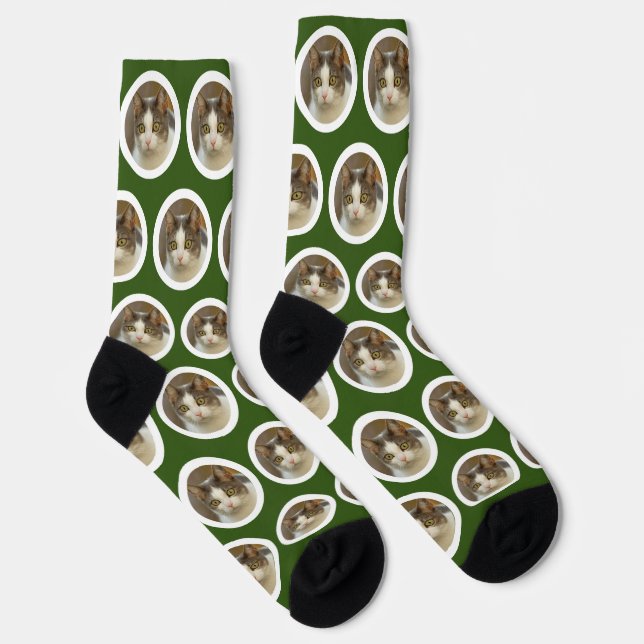 Calcetines Personalizado foto cara a cara personalizada verde (Derecha)