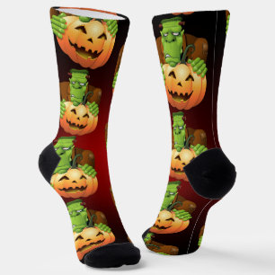 Calcetines Personalizado Frankenstein con Calabaza