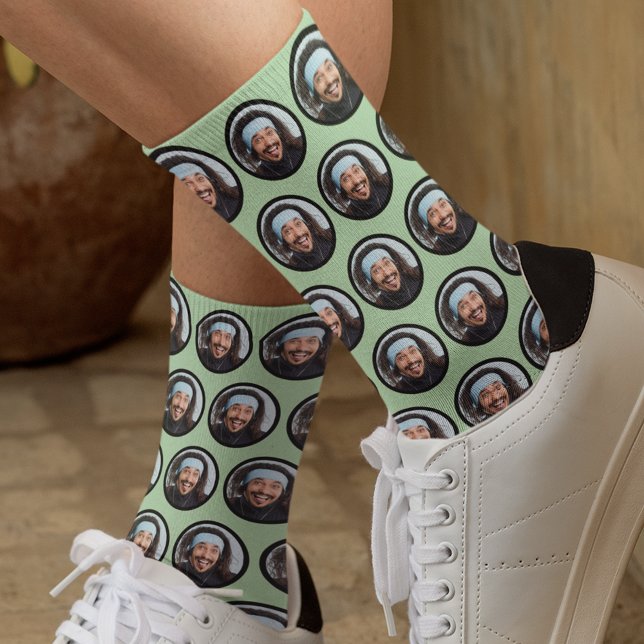 Calcetines Personalizado Funny Face Photo Green (Subido por el creador)
