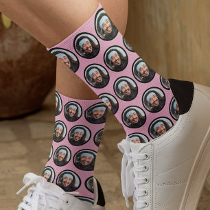 Calcetines Personalizado Funny Face Photo Pink