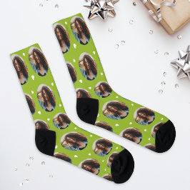 Calcetines Personalizado Girlfriend Foto Lime Green Love