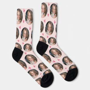 Calcetines Personalizado Girlfriend Foto Rubor Pink Love
