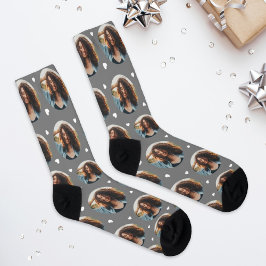 Calcetines Personalizado Girlfriend Photo Gray Love