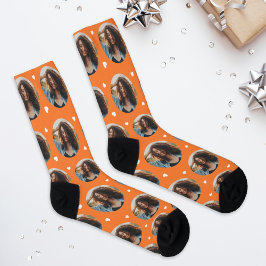 Calcetines Personalizado Girlfriend Photo Naranja Love