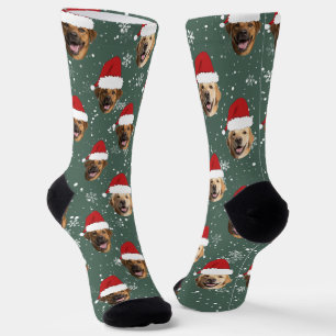Calcetines Personalizado gracioso 3 perro enfrenta a Navidade