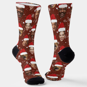 Calcetines Personalizado gracioso 4 enfrenta a Navidades Sant