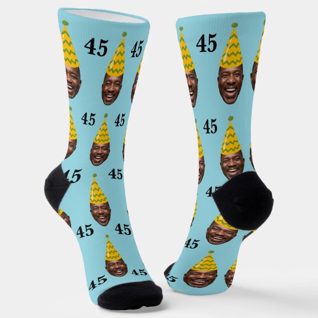 Calcetines Personalizado gracioso Cara de cumpleaños con Gorr (Angular)