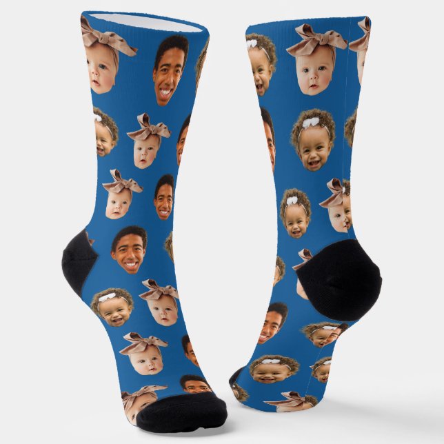 Calcetines Personalizado gracioso papá de 3 niños foto azul (Angular)