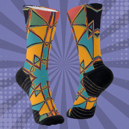 Calcetines Personalizado Mandala amarillo azul y Naranja