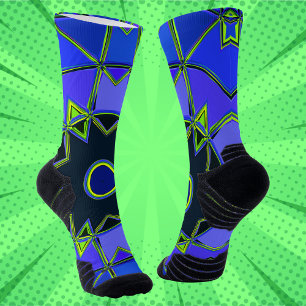 Calcetines Personalizado Mandala Verde Azul y Negro