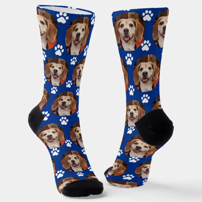 Calcetines Personalizado Mascota azul esporádico Pintura foto (Angular)