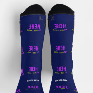 CALCETINES PERSONALIZADO MODERNO ELEGANTE NAVY AZUL VERIFICAD