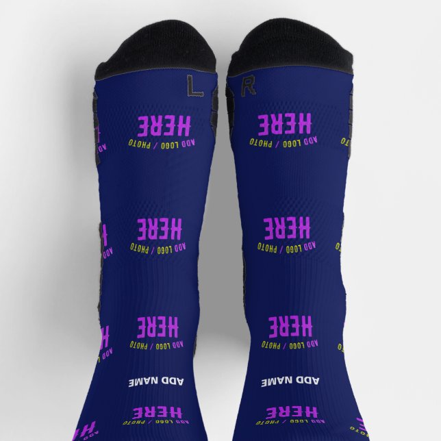 CALCETINES PERSONALIZADO MODERNO ELEGANTE NAVY AZUL VERIFICAD (Arriba)