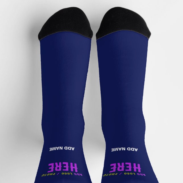 CALCETINES PERSONALIZADO MODERNO ELEGANTE NAVY AZUL VERIFICAD (Arriba)