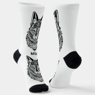 Calcetines Personalizado Monograma Gato Ornamental