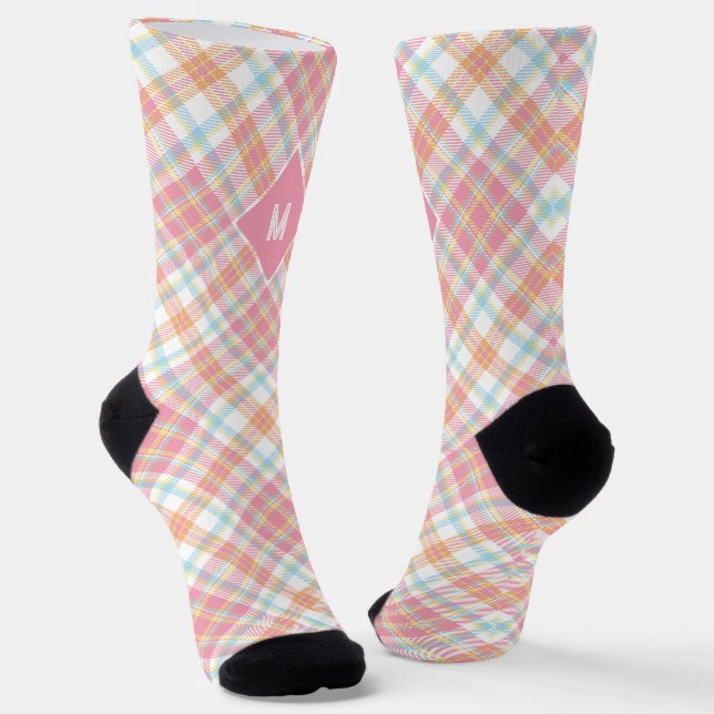 Calcetines Personalizado Monograma Tapado / Patrón Tartán (Angular)