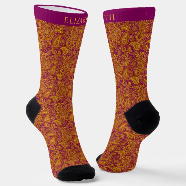 Calcetines Personalizado Naranja amarillo morado oscuro Patró (Angular)