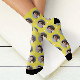 Calcetines Personalizado novio foto amor amarillo