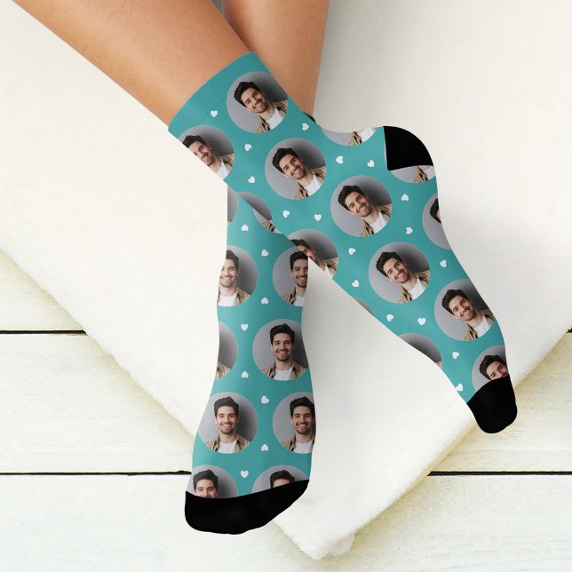 Calcetines Personalizado Novio foto Amor azul Verde azulado (Subido por el creador)