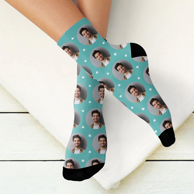 Calcetines Personalizado Novio foto Aqua Blue Love (Subido por el creador)