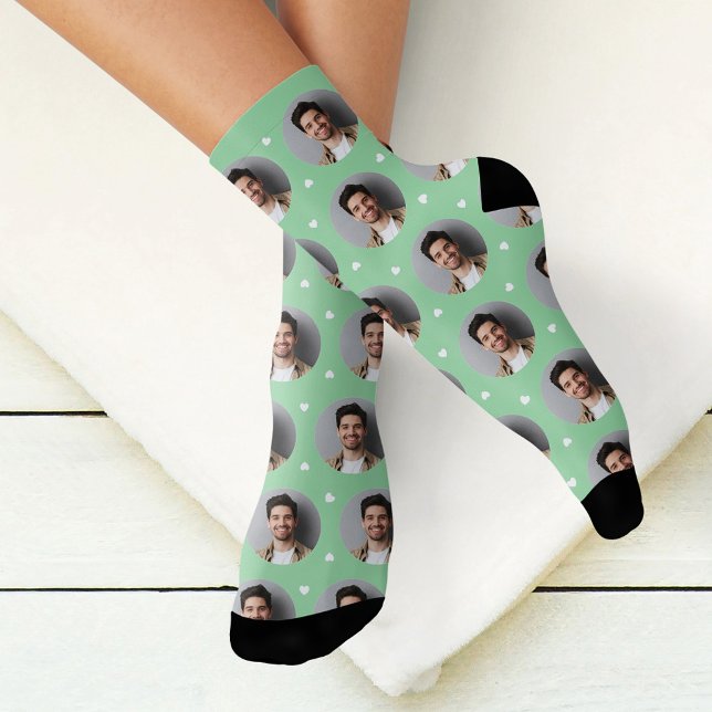 Calcetines Personalizado Novio foto Mint Green Love (Subido por el creador)