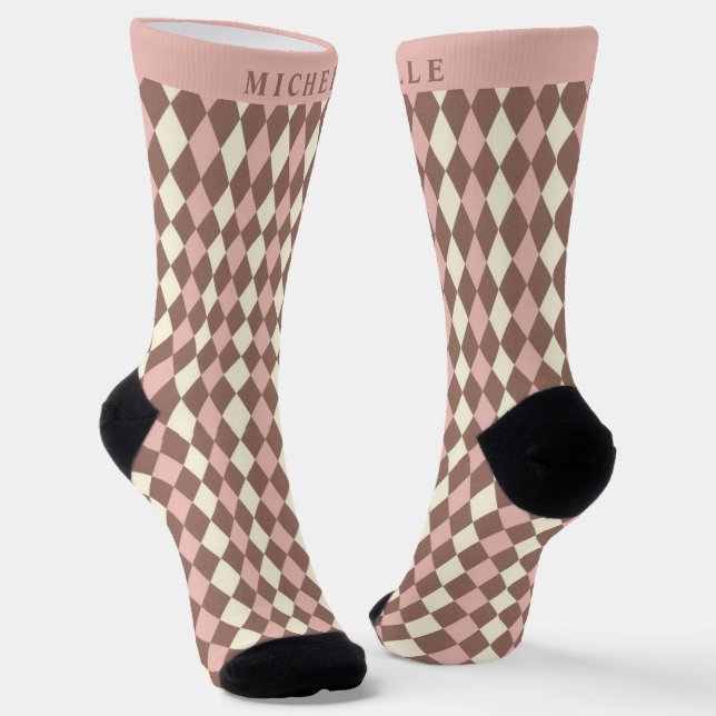 Calcetines Personalizado Pastel Patrón de estilo arglar marró (Angular)
