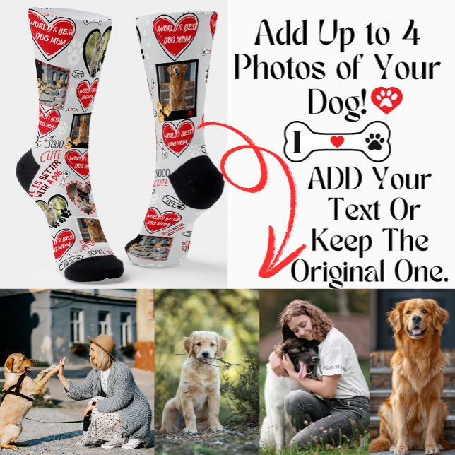 Calcetines Personalizado Perro Face Socks, foto de perro pers (World's Best Dog Mom SOCKS, DOG LOVER SOCKS)