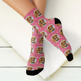 Calcetines Personalizado Perro Foto Papel rosa