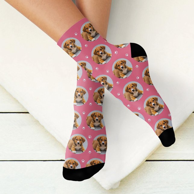 Calcetines Personalizado Perro Foto Papel rosa (Subido por el creador)