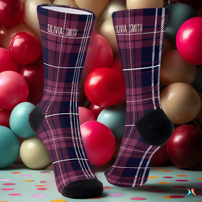 Calcetines Personalizado personalizado de la Marina y Borgoña (Subido por el creador)