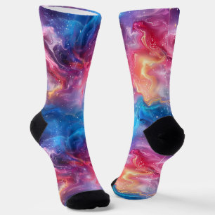 Calcetines Personalizado PINK y AZUL Sock de la tripulación p