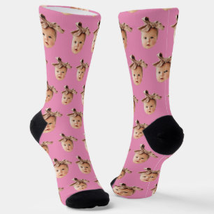 Calcetines Personalizado Rosa Funny: Hija Cara, Equipo fotogr