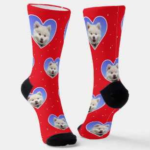Calcetines Personalizado Samoyed Dog Photo en Red Crew