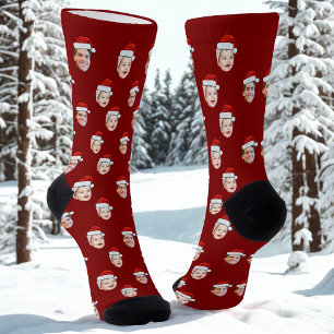 Calcetines Personalizado Santa Hat Face Navidades regalo 2 fo
