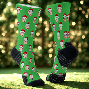 Calcetines Personalizado Santa Hat Face Navidades regalo 2 fo