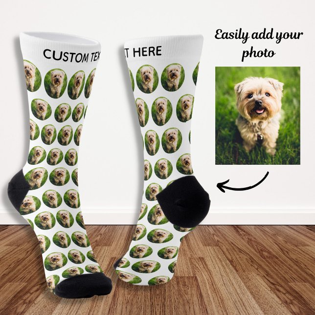 Calcetines Personalizado simple Mascota de perro foto texto p (Subido por el creador)