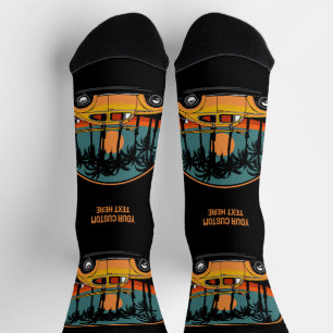 Calcetines Personalizado Texto Surfer Tropical Sunset