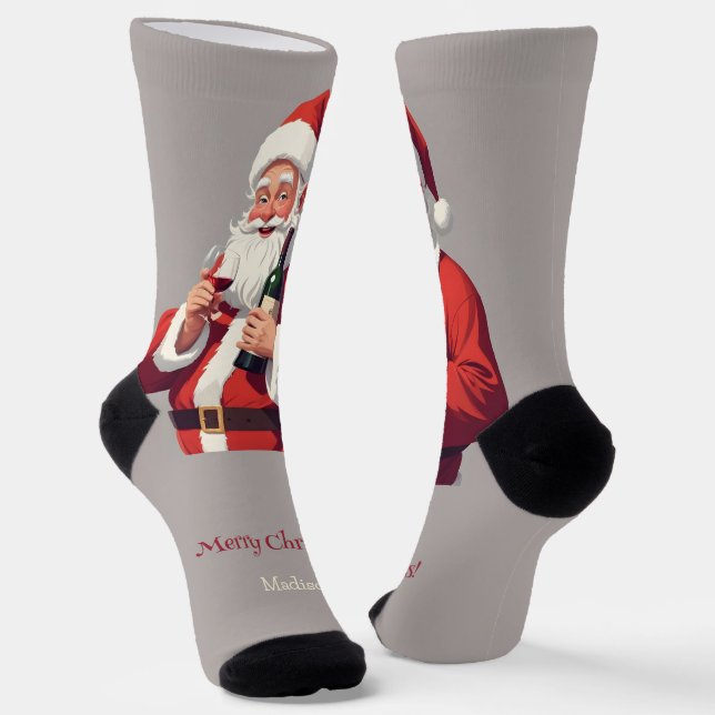 Calcetines Personalizado Textos Divertidos borrachos Santa (Angular)