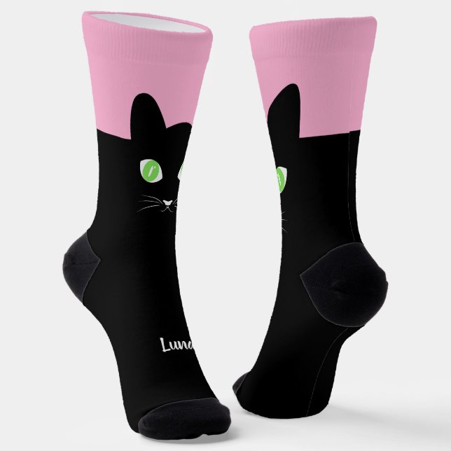 Calcetines personalizados con foto de gato negro y (Angular)